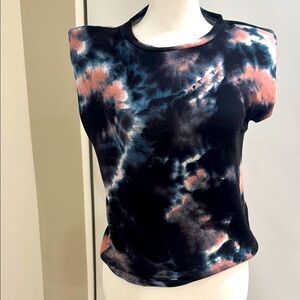 Soft cozy cotton Tie-Dye Sleeveless Top with padded shoulders